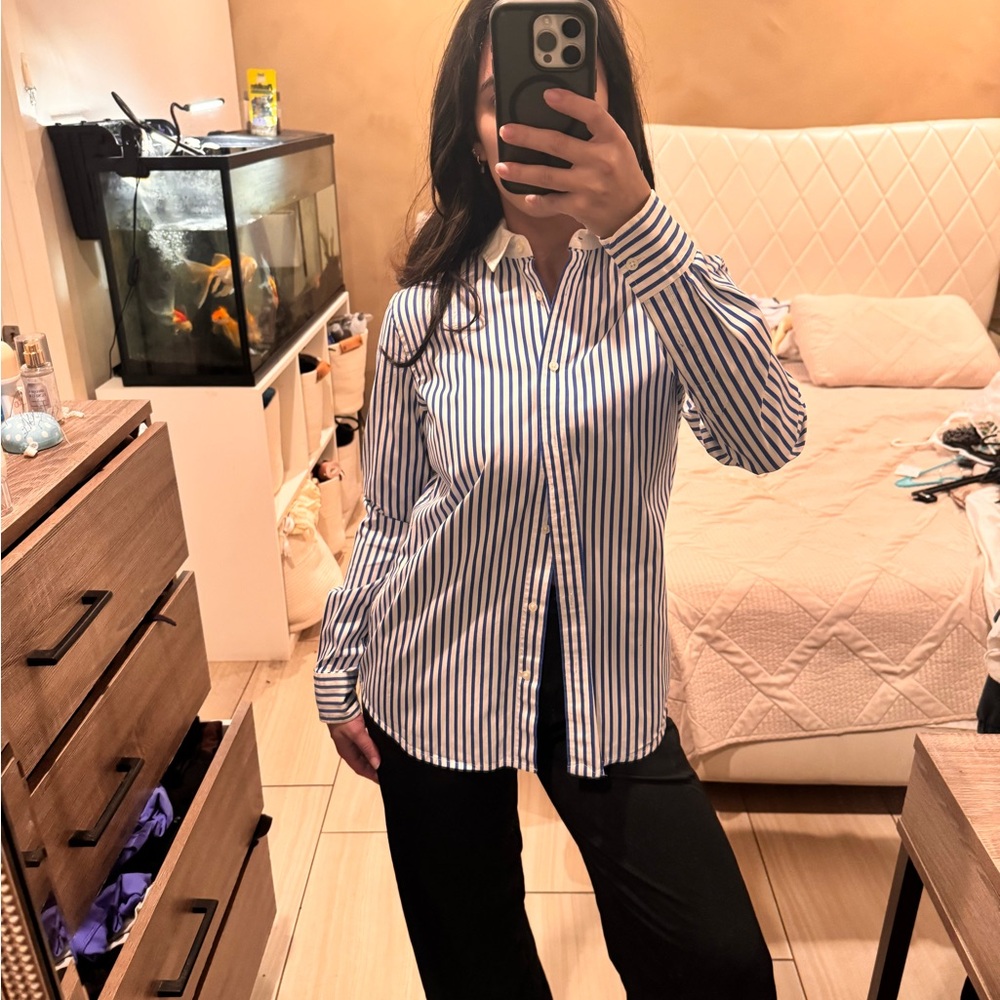 Ralph Lauren Blue and White Striped Shirt